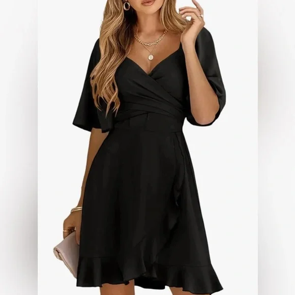 NWT Elastic Waist Tiered Belted Ruffle Hem Mini Dress, MULTI COLORS AVAILABLE